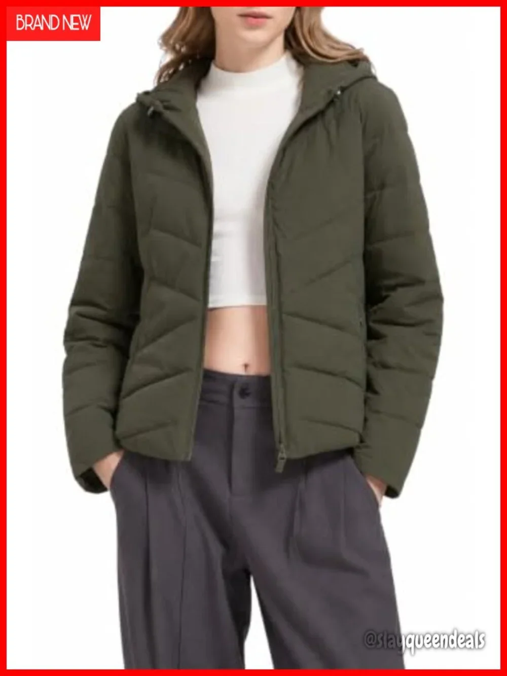 Women's Lightweight Puffer Jacket Hooded Quilted Coat Zip Up with Pockets